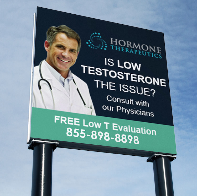 testosterone therapy advertising billboard in USA